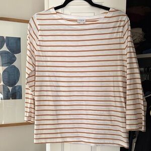 J. Crew Factory Long Sleeve Top - White and Tan Stripes